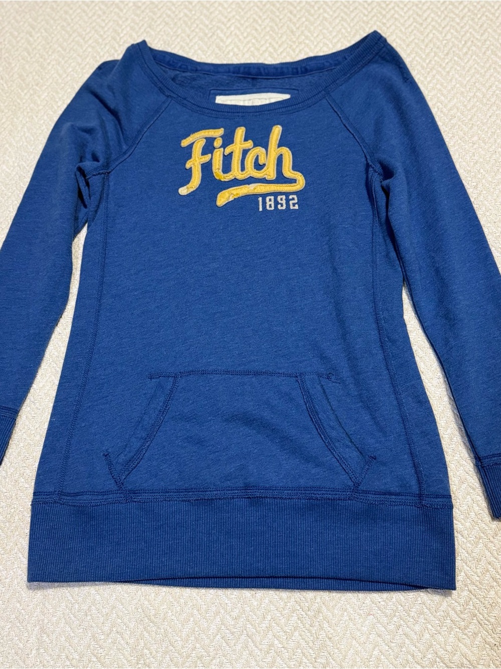 NWT Vintage Abercrombie & Fitch Off Shoulder Tunic Sweatshirt Blue Y2K L Large